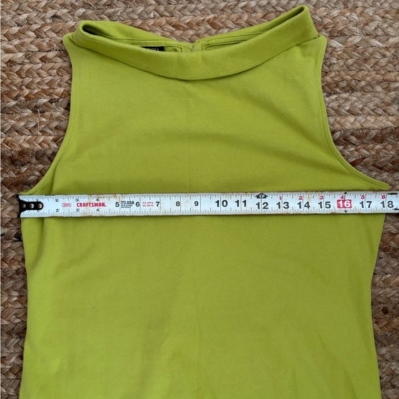 Talbots Medium Petite Bright Green Collared Boat Neck Dress Preppy - Picture 2 of 6